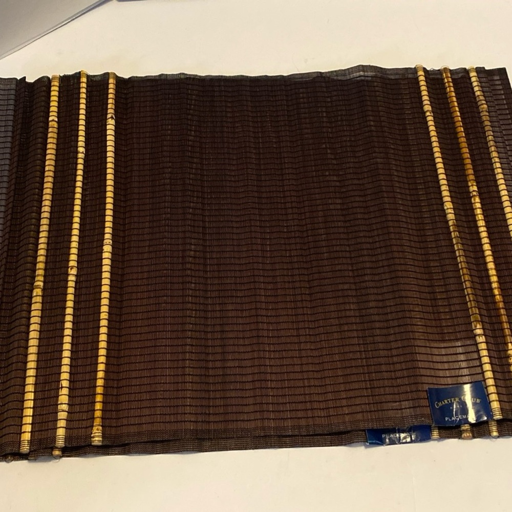 Charter Club Placemats Bungal  Grass With Bamboo Trim  13”X 19”Brown 2
